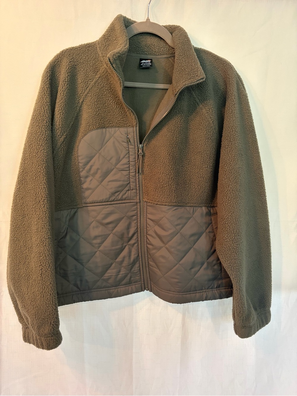 Avia Olive Green Quilted Fleece Jacket